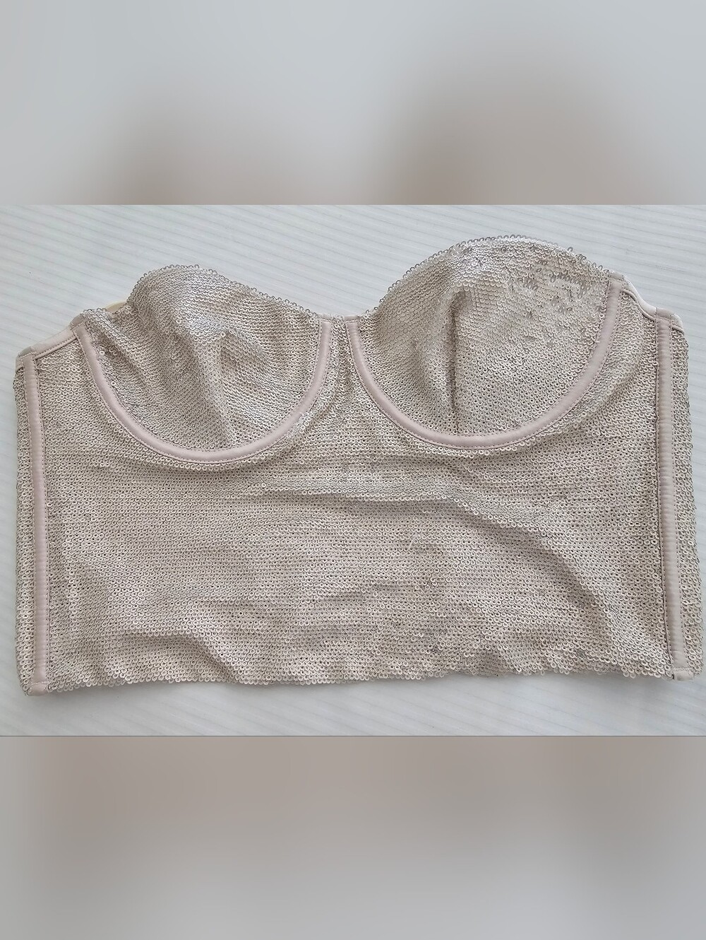 Zara White Sequins Bustier Top NWT SMALL
